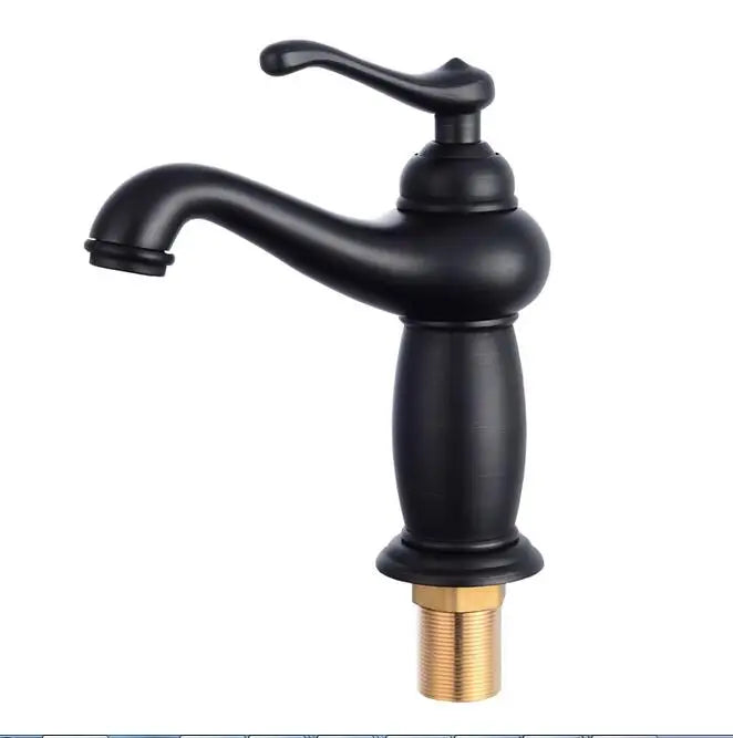 Bathroom faucet with antique bronze finish, made of solid brass, for washbasin, with single lever and water mixer