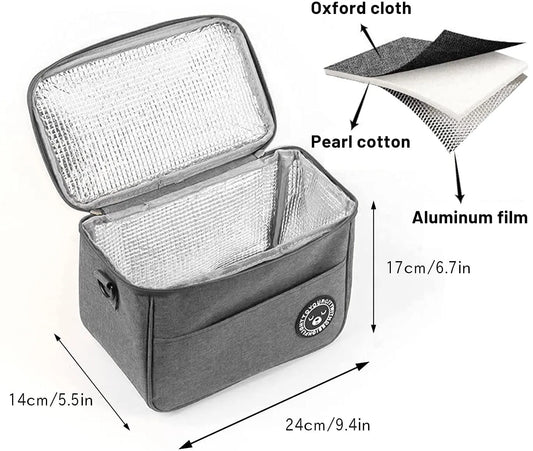 Portable insulated lunch bag, waterproof, for storing food