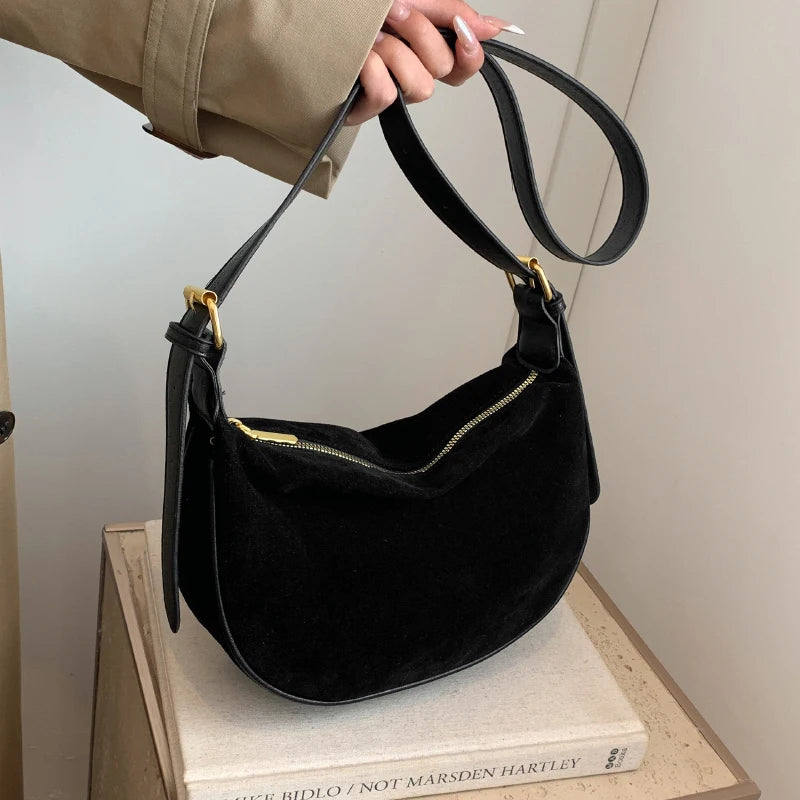 Women's vintage suede crossbody bag, casual and versatile