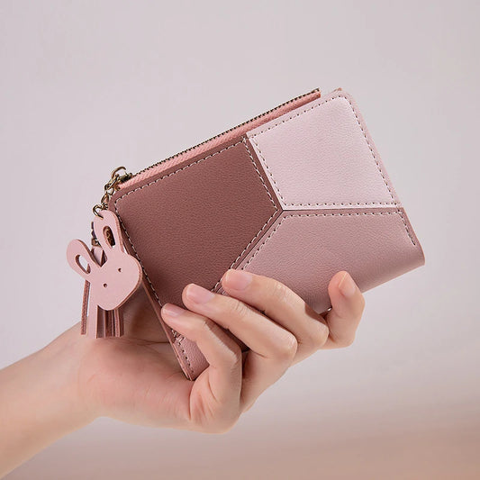 Women's leather wallet with compartments for cards and coins