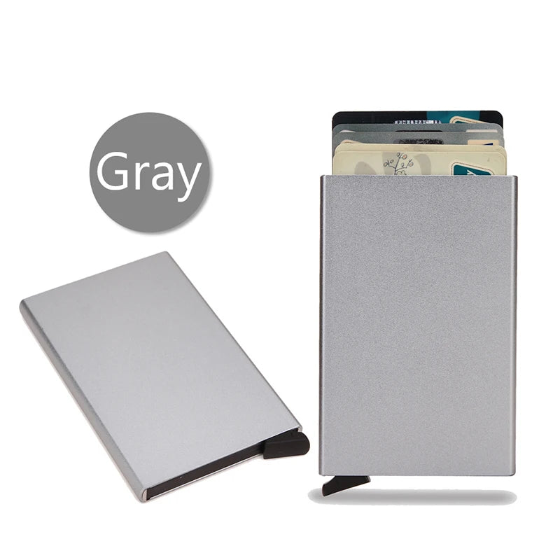 Slim and minimalist metal RFID card holder for men and women
