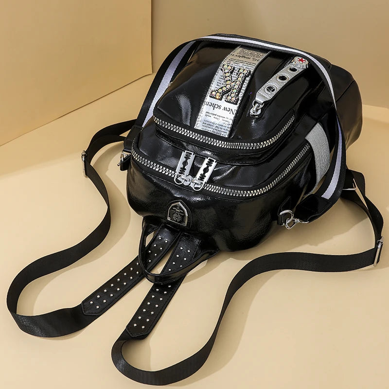 Women's multifunctional backpack with a modern design, made of anti-theft synthetic leather, spacious and stylish