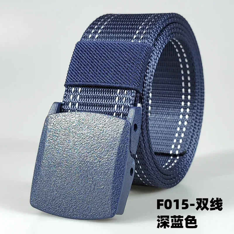 Men's casual belt for outdoor activities, made of canvas and nylon, without metal