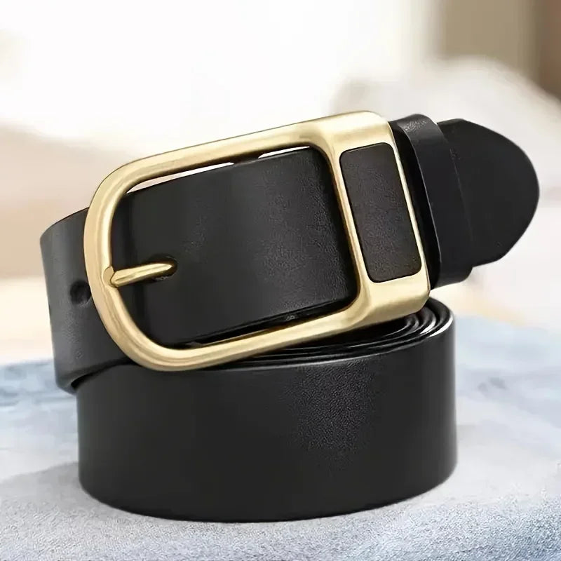 Men's casual and modern cowboy-style belt with a pin buckle, retro style for formal occasions