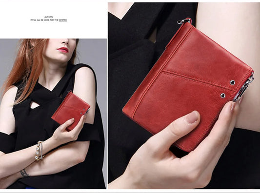 Unisex wallet in genuine leather, compact, with a sophisticated design and RFID-protected compartment for cards