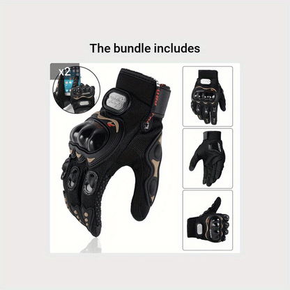 Unisex gloves for motorcycling, cycling, off-road riding, and other sports; breathable and featuring touchscreen-compatible fingertips