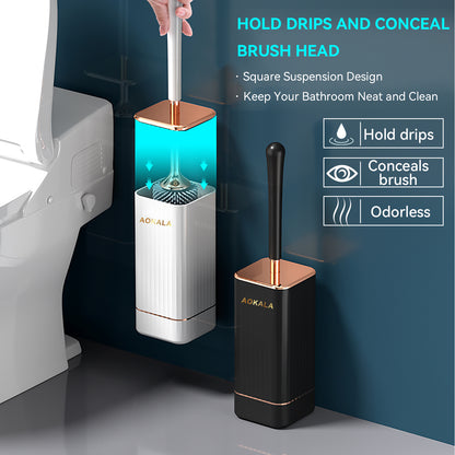 Toilet brush with holder, stylish with long ergonomic handle, a modern and deep cleaning accessory for the bathroom