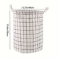 Round, portable fabric laundry basket, ideal for the laundry room or bathroom