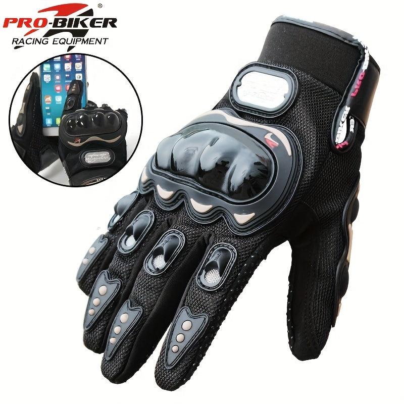 Unisex gloves for motorcycling, cycling, off-road riding, and other sports; breathable and featuring touchscreen-compatible fingertips