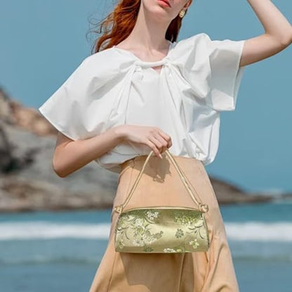 Women's shoulder/handbag in embroidered silk