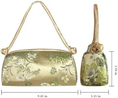 Women's shoulder/handbag in embroidered silk