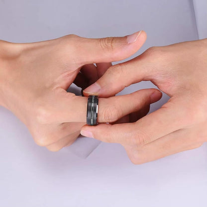 Men's 8mm black stainless steel ring