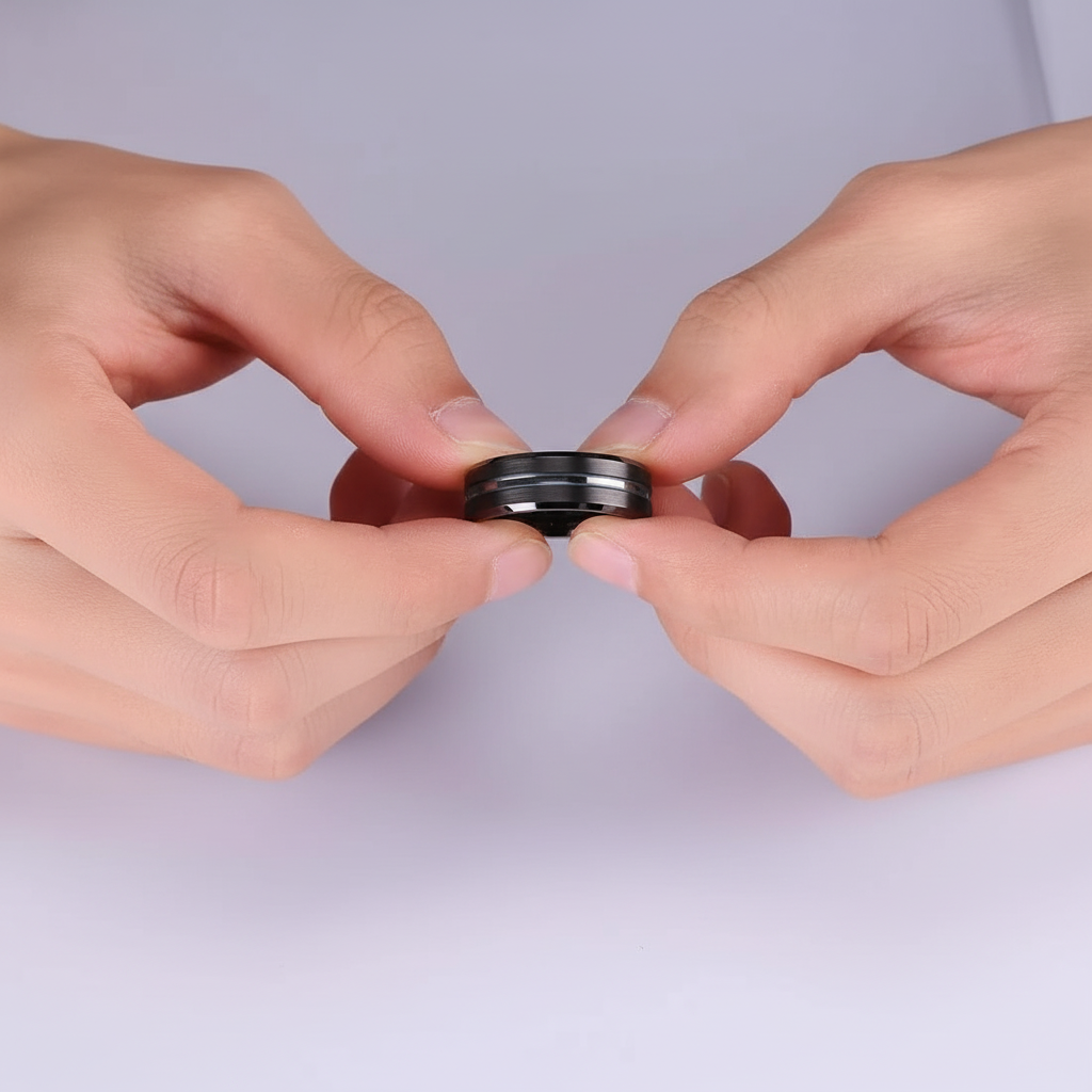 Men's 8mm black stainless steel ring