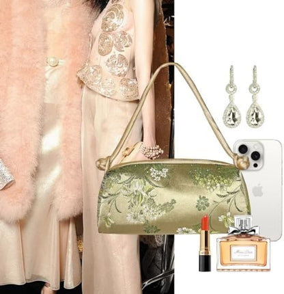 Women's shoulder/handbag in embroidered silk