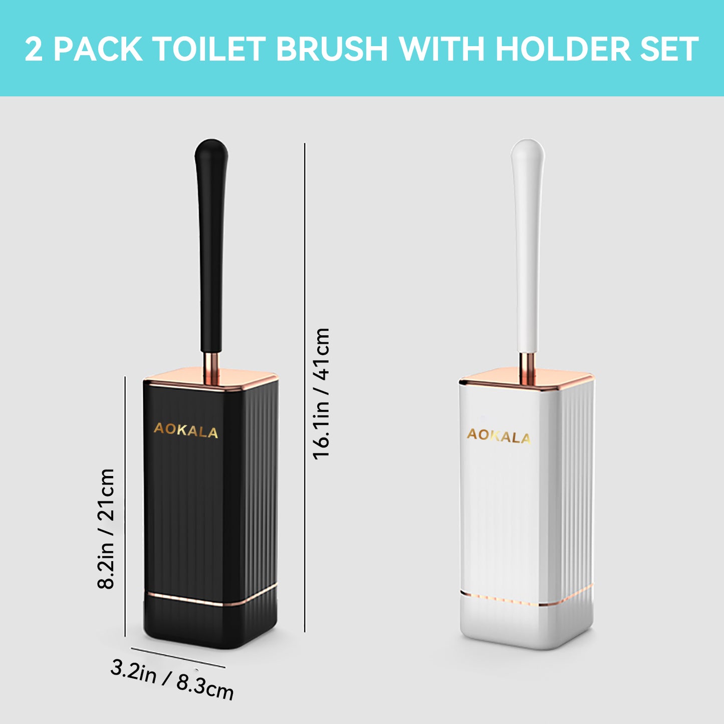 Toilet brush with holder, stylish with long ergonomic handle, a modern and deep cleaning accessory for the bathroom