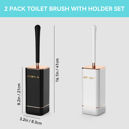 Toilet brush with holder, stylish with long ergonomic handle, a modern and deep cleaning accessory for the bathroom