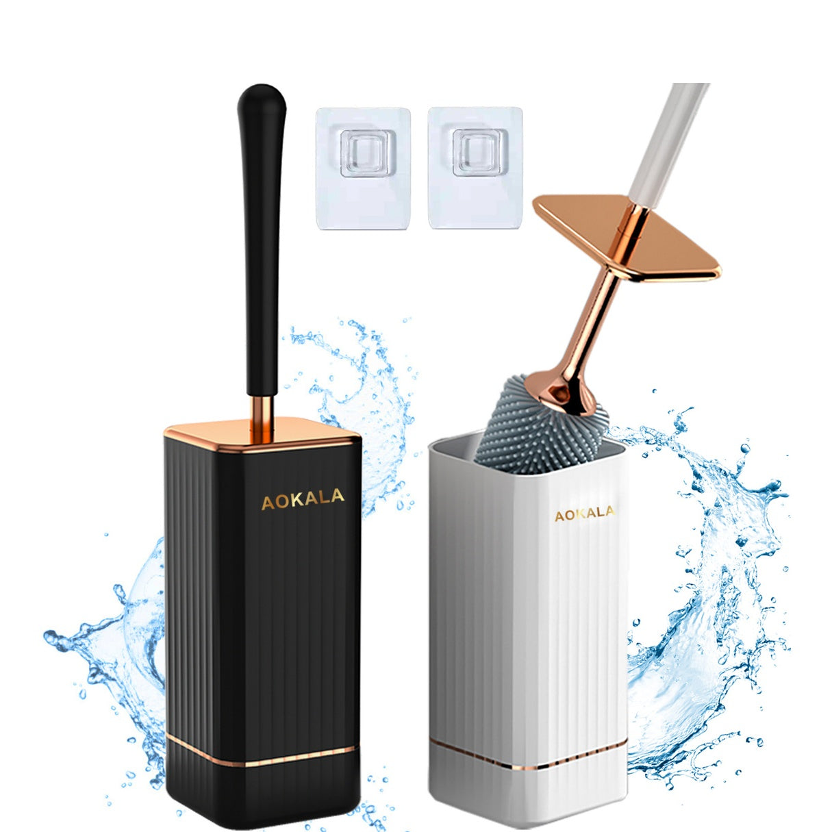 Toilet brush with holder, stylish with long ergonomic handle, a modern and deep cleaning accessory for the bathroom