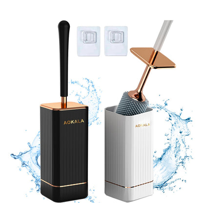 Toilet brush with holder, stylish with long ergonomic handle, a modern and deep cleaning accessory for the bathroom