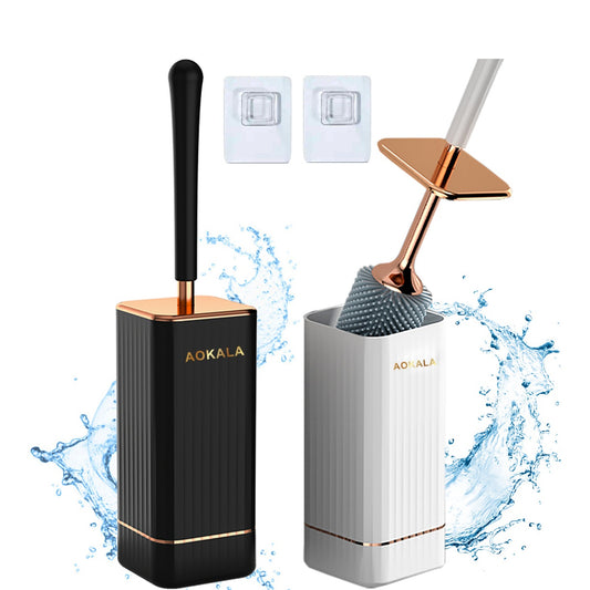 Toilet brush with holder, stylish with long ergonomic handle, a modern and deep cleaning accessory for the bathroom