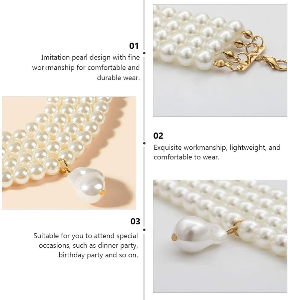 Sophisticated and elegant classic multi-strand choker necklace featuring round pearls and a pearl pendant, perfect for parties and other special occasions