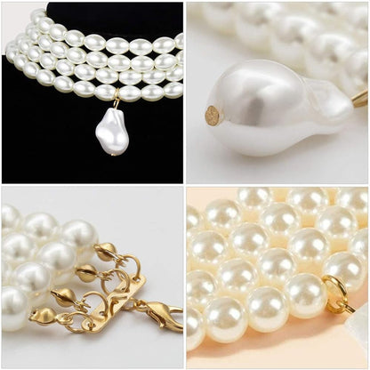 Sophisticated and elegant classic multi-strand choker necklace featuring round pearls and a pearl pendant, perfect for parties and other special occasions