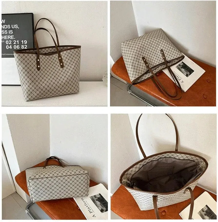 Large Capacity Shoulder Bag Women's PU Leather Handbag for Commuting and Casual Use Versatile Tote Bag