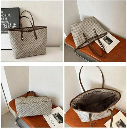 Large Capacity Shoulder Bag Women's PU Leather Handbag for Commuting and Casual Use Versatile Tote Bag