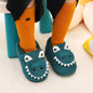 Dinosaur slippers for boys with soft TPR soles and alligator/crocodile teeth, easy to put on, cute and with a dinosaur print to match pajamas