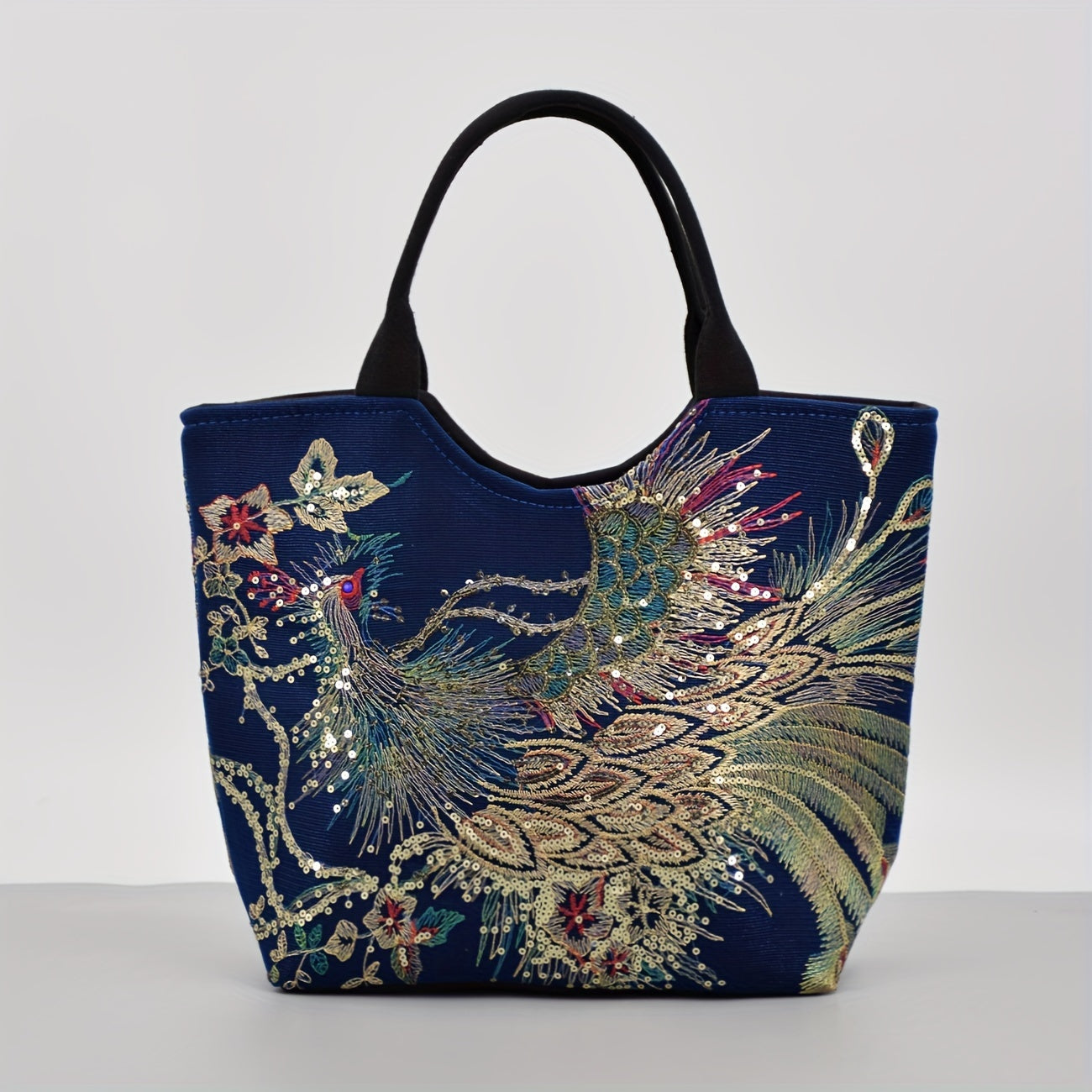 Women's embroidered crossbody bag with detachable double strap, retro style