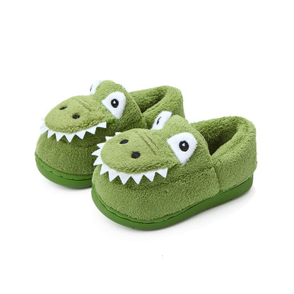 Dinosaur slippers for boys with soft TPR soles and alligator/crocodile teeth, easy to put on, cute and with a dinosaur print to match pajamas
