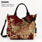 Women's embroidered crossbody bag with detachable double strap, retro style