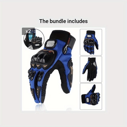 Unisex gloves for motorcycling, cycling, off-road riding, and other sports; breathable and featuring touchscreen-compatible fingertips
