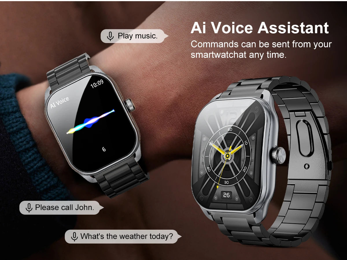 Karchilor men's smartwatch with a 2.01-inch curved screen, Bluetooth calling, IP68 water resistance, ideal for sports and fitness