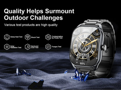 Karchilor men's smartwatch with a 2.01-inch curved screen, Bluetooth calling, IP68 water resistance, ideal for sports and fitness