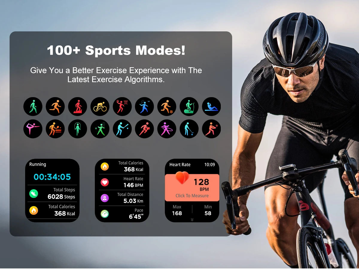 Karchilor men's smartwatch with a 2.01-inch curved screen, Bluetooth calling, IP68 water resistance, ideal for sports and fitness