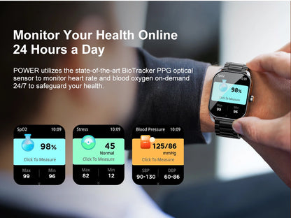 Karchilor men's smartwatch with a 2.01-inch curved screen, Bluetooth calling, IP68 water resistance, ideal for sports and fitness