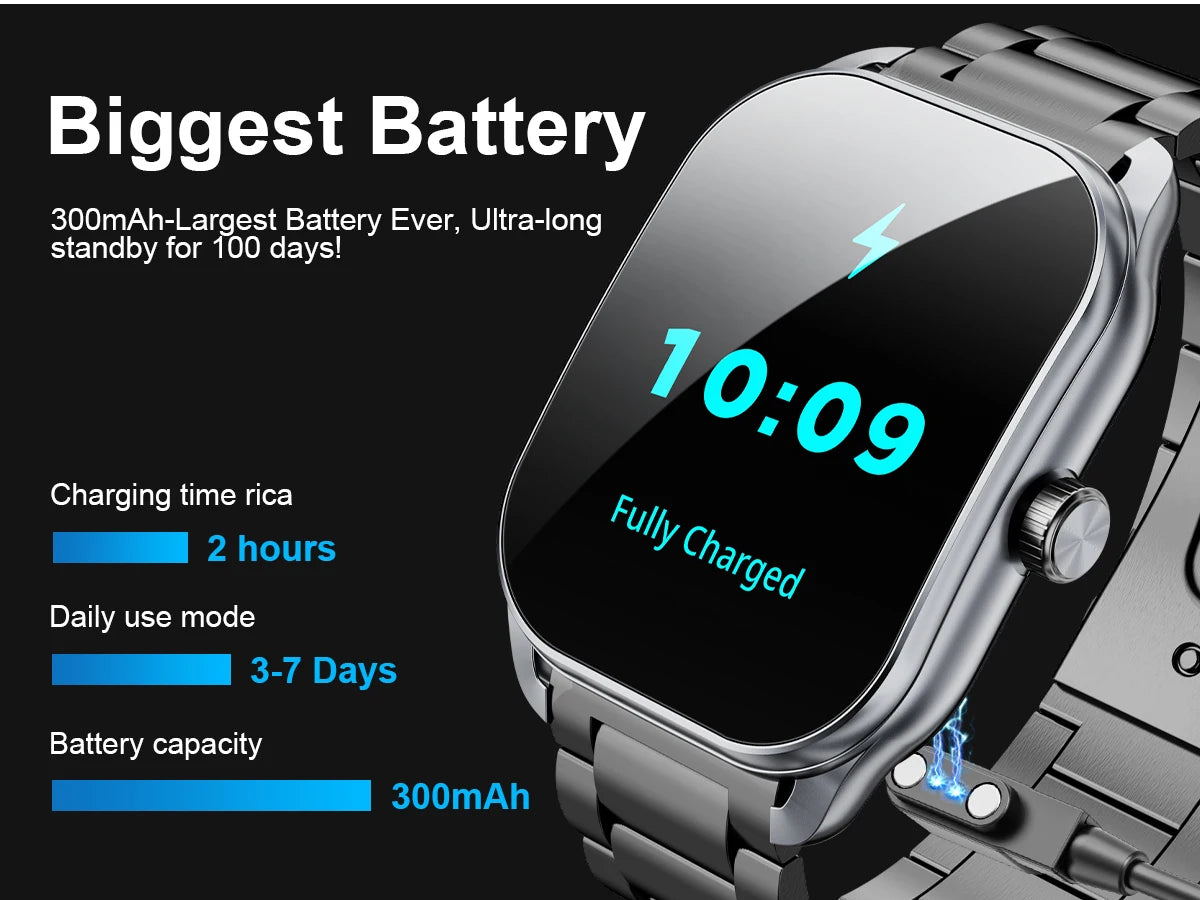 Karchilor men's smartwatch with a 2.01-inch curved screen, Bluetooth calling, IP68 water resistance, ideal for sports and fitness