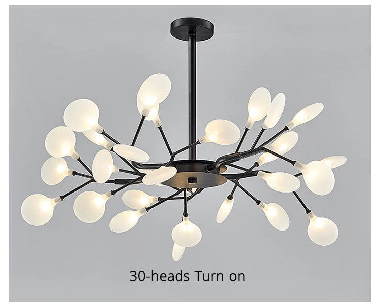 Modern and stunning Nordic-style LED ceiling light with 54 gold G9 bulbs, ideal for living rooms and bedrooms. Luxurious interior decoration