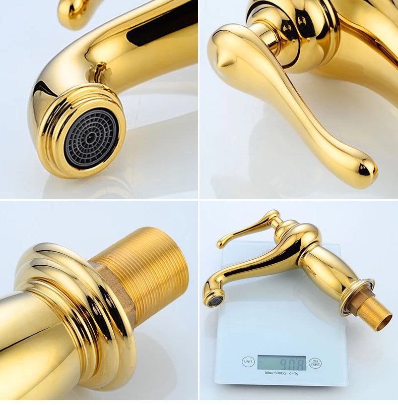 Bathroom faucet with antique bronze finish, made of solid brass, for washbasin, with single lever and water mixer