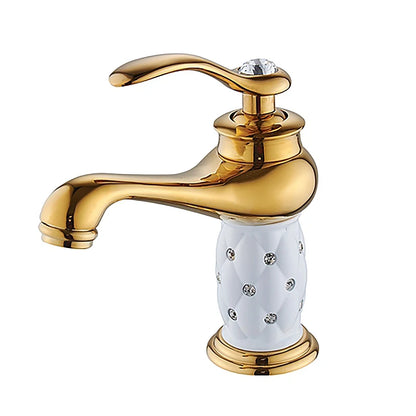Bathroom faucet with antique bronze finish, made of solid brass, for washbasin, with single lever and water mixer