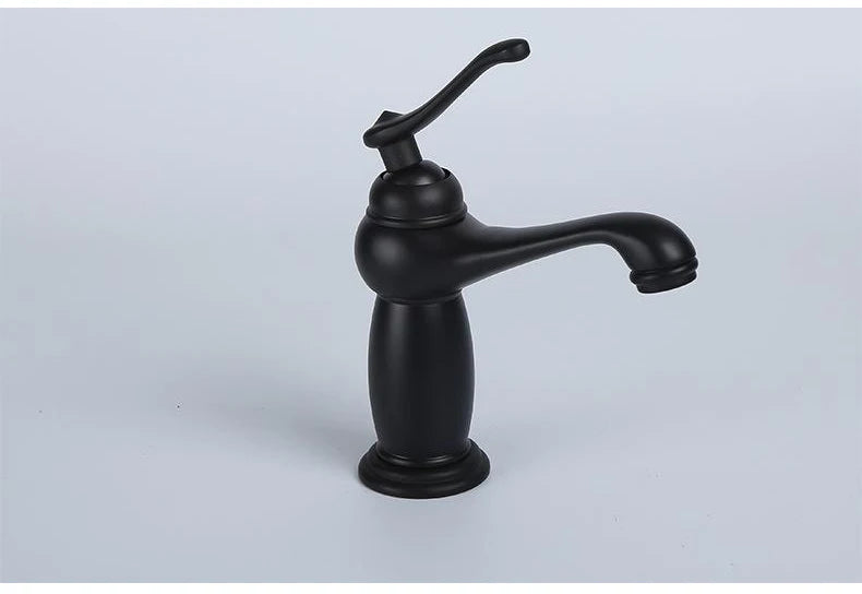 Bathroom faucet with antique bronze finish, made of solid brass, for washbasin, with single lever and water mixer