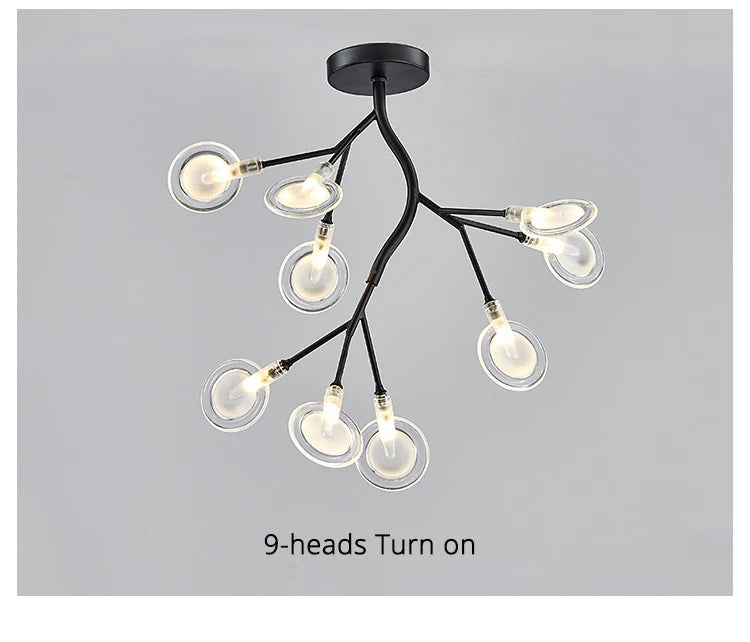 Modern and stunning Nordic-style LED ceiling light with 54 gold G9 bulbs, ideal for living rooms and bedrooms. Luxurious interior decoration