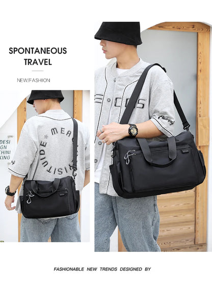 High-quality men's shoulder bag, crossbody, messenger style or executive bag in nylon, large and small sizes.