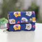 Women's wallet with cartoon print for girls, with key holder and coin purse in various designs.