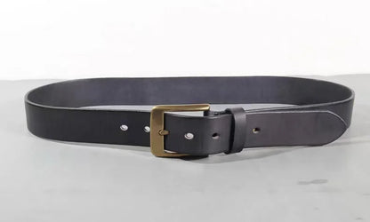 Vintage luxury men's belt, handmade from cowhide leather with a copper buckle, Cinturon Gotico model, versatile for wearing with jeans and other casual outfits