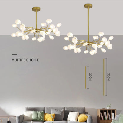 Modern and stunning Nordic-style LED ceiling light with 54 gold G9 bulbs, ideal for living rooms and bedrooms. Luxurious interior decoration