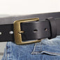 Vintage luxury men's belt, handmade from cowhide leather with a copper buckle, Cinturon Gotico model, versatile for wearing with jeans and other casual outfits