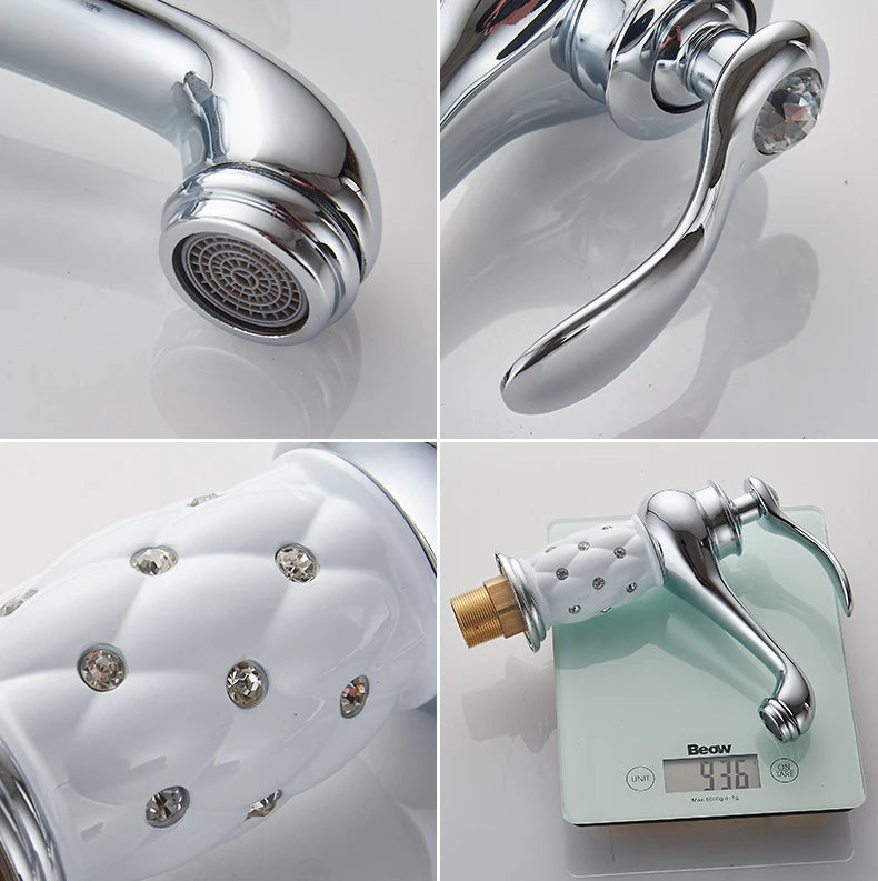 Bathroom faucet with antique bronze finish, made of solid brass, for washbasin, with single lever and water mixer