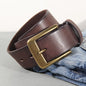 Vintage luxury men's belt, handmade from cowhide leather with a copper buckle, Cinturon Gotico model, versatile for wearing with jeans and other casual outfits