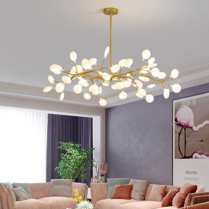 Modern and stunning Nordic-style LED ceiling light with 54 gold G9 bulbs, ideal for living rooms and bedrooms. Luxurious interior decoration